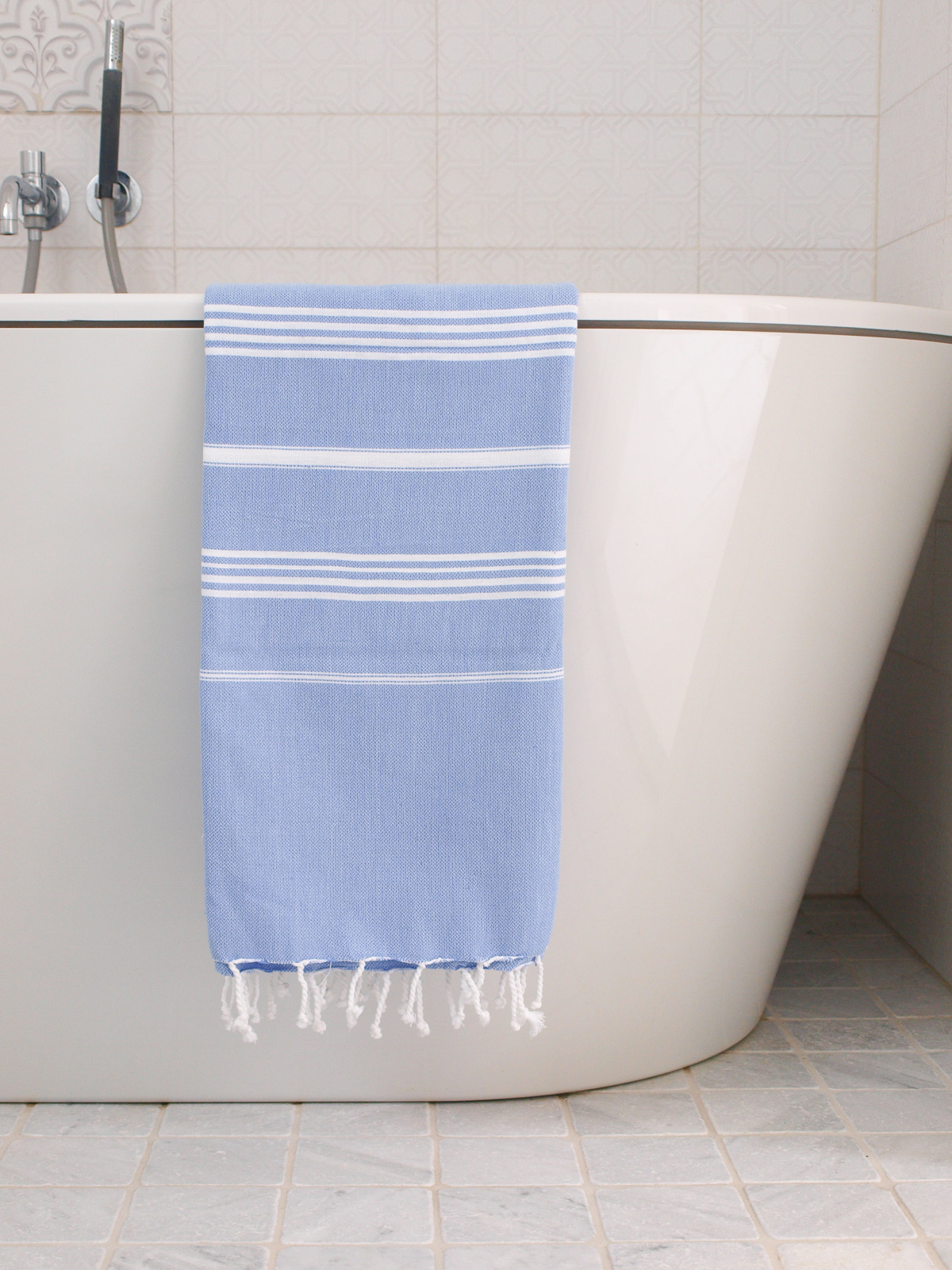 asciugamano hammam blu lavanda/bianco